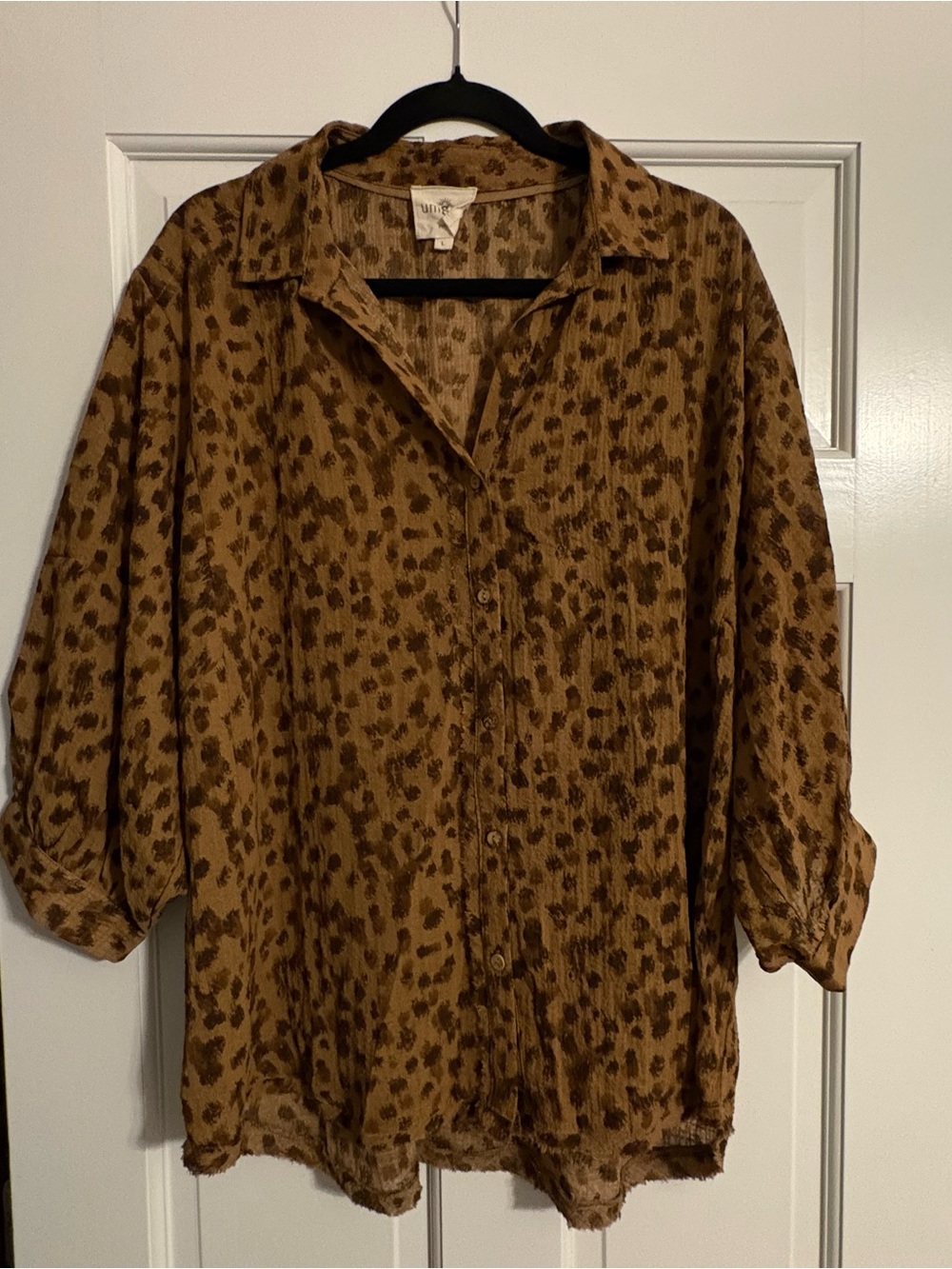Umgee Brown Leopard Print Button-Down Shirt